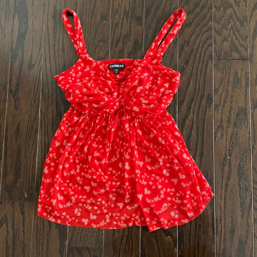 Express XS red semi-sheer babydoll top